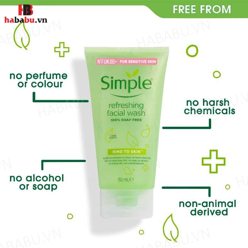 Sữa rửa mặt Simple Refreshing Facial Wash Gel 150ml chính hãng