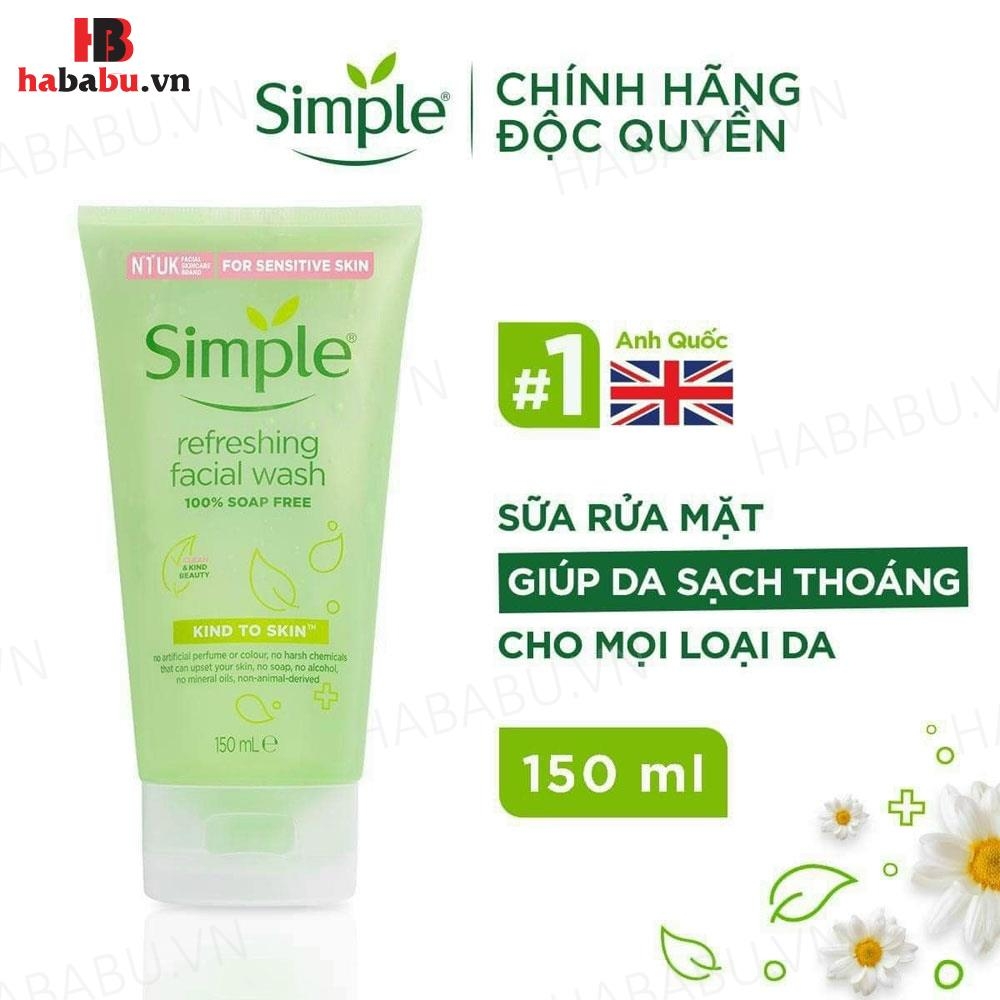 Sữa rửa mặt Simple Refreshing Facial Wash Gel 150ml chính hãng