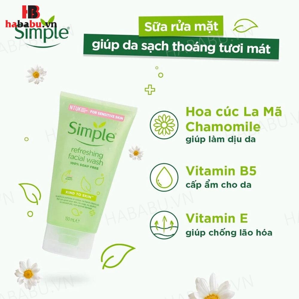 Sữa rửa mặt Simple Refreshing Facial Wash Gel 150ml chính hãng