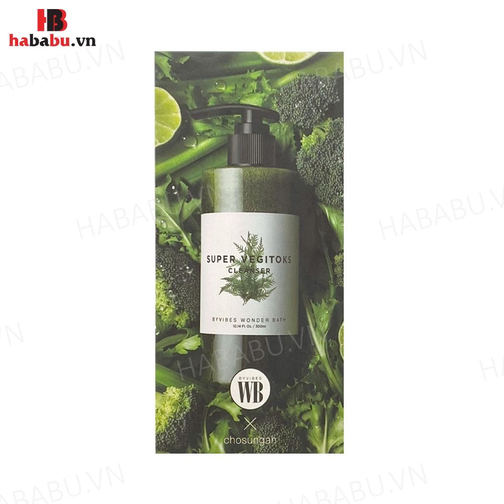 Sữa rửa mặt Wonder Bath Super Vegitoks Cleanser 300ml xanh chính hãng