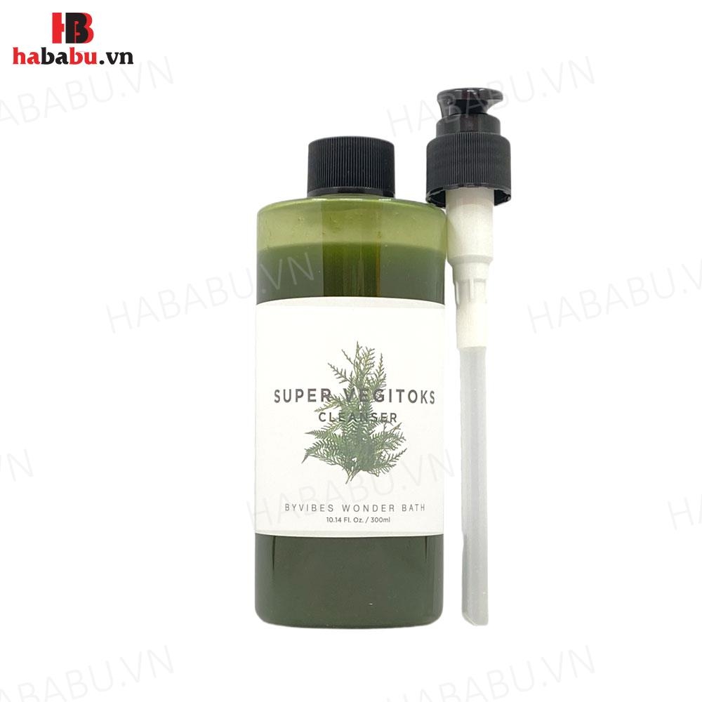 Sữa rửa mặt Wonder Bath Super Vegitoks Cleanser 300ml xanh chính hãng