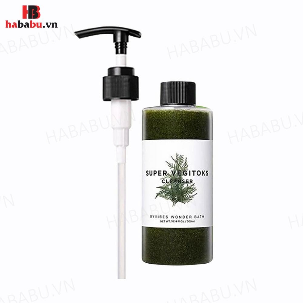 Sữa rửa mặt Wonder Bath Super Vegitoks Cleanser 300ml xanh chính hãng