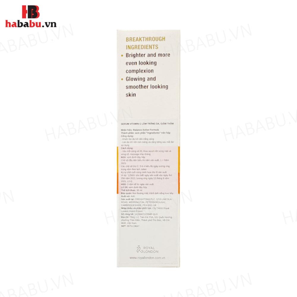Serum sáng da mờ thâm Balance Active Formula Vitamin C 30ml chính hãng