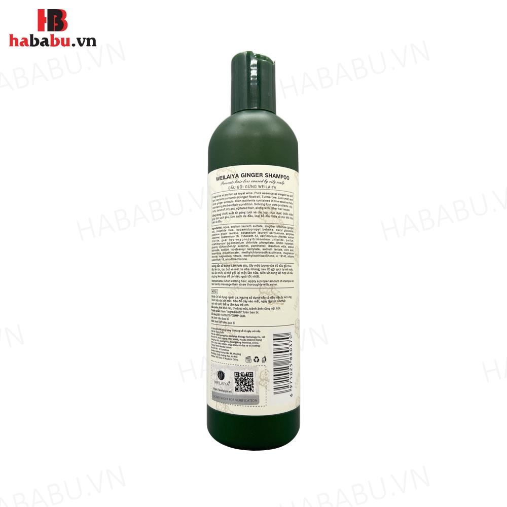Bộ gội xả Gừng Trắng Weilaiya Ginger 400ml + 250ml chính hãng
