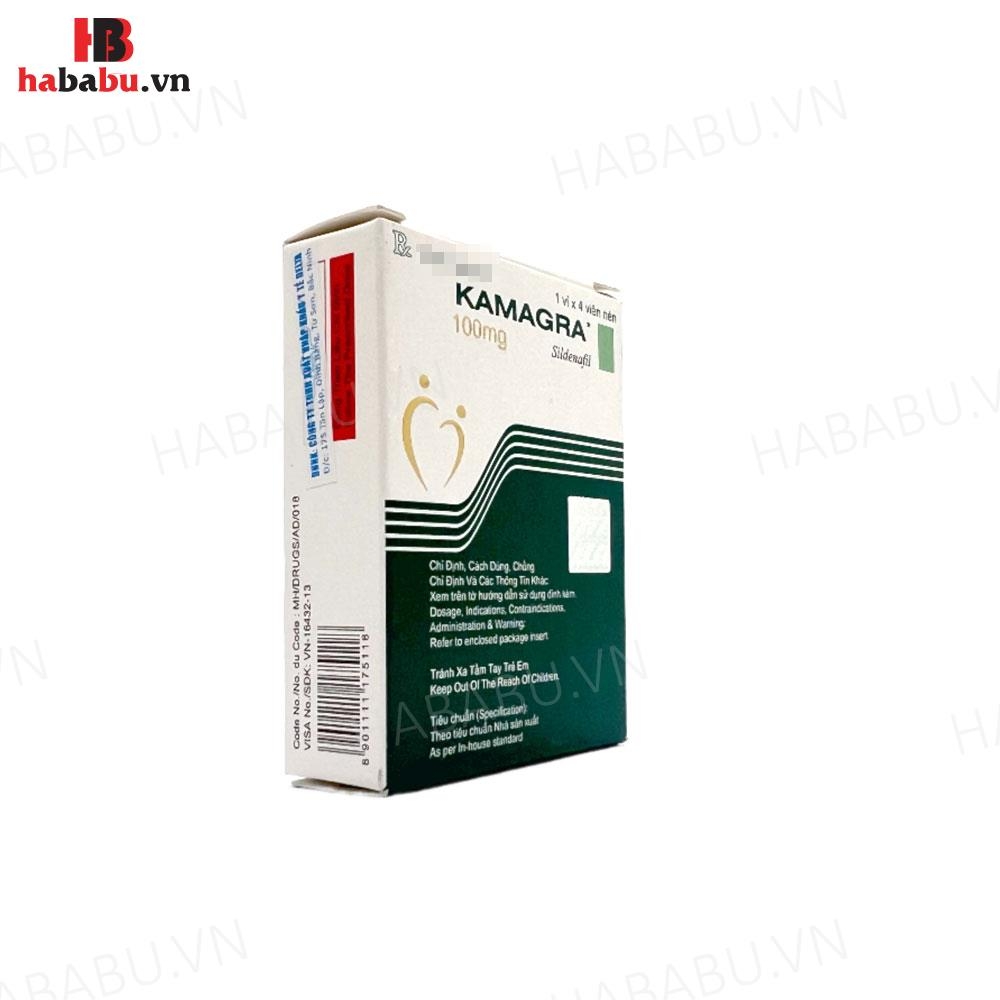 Tăng cường sinh lý nam Kamagra 100mg hộp 4 viên chính hãng