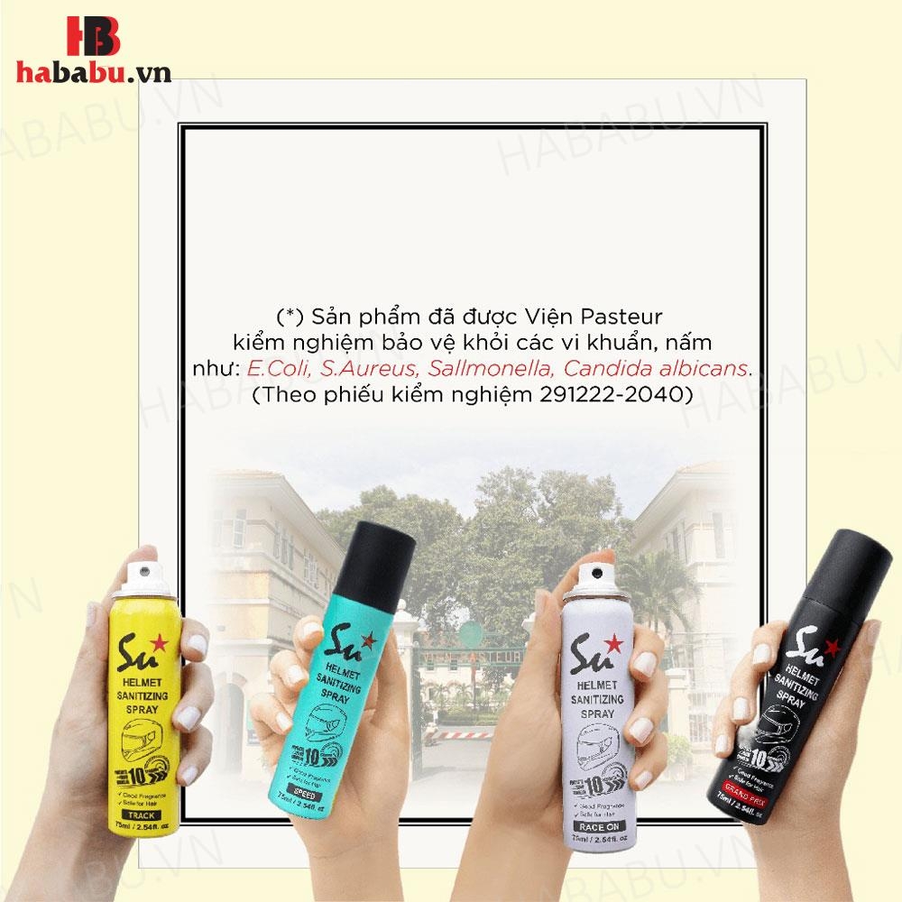 Xịt khử mùi nón bảo hiểm Su Star Race On 75ml chính hãng