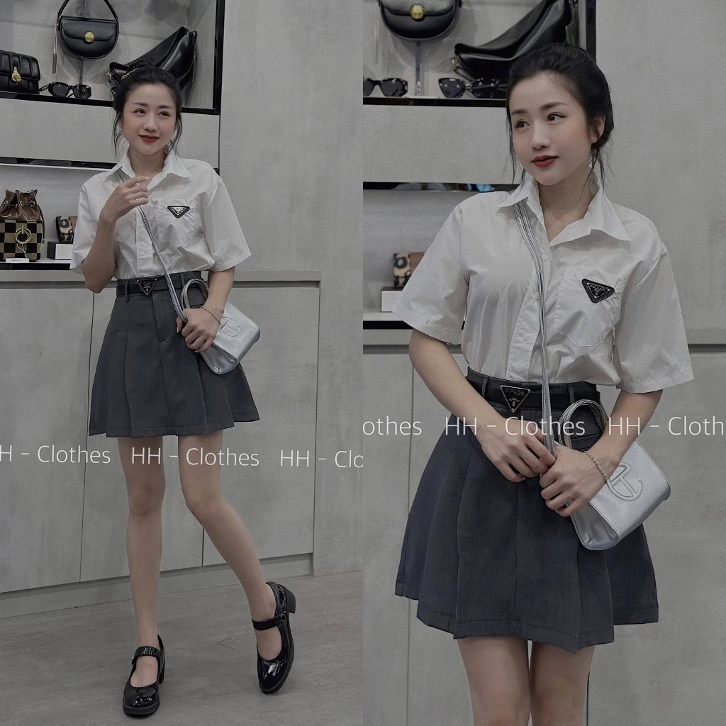 A022] Set Chân váy kaki dài qua đầu gối phong cách vintage kết hợp với áo  sơ mi trắng nữ tính (VUI LÒNG INBOX trước khi đặt hàng) | Lazada.vn