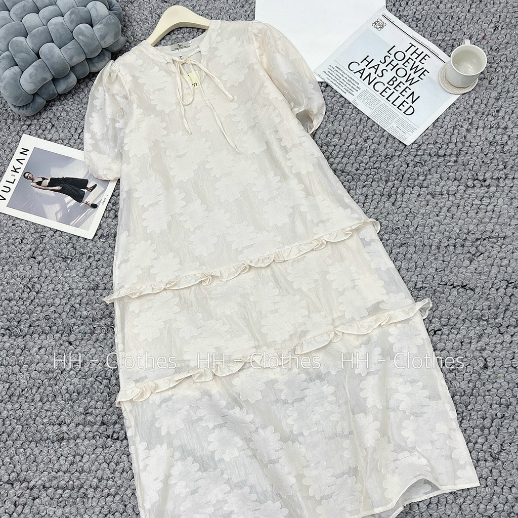 Váy hoa nhí babydoll dáng dài tay bồng có dây buộc eo ulzzang đầm hoa chất  thô mát xinh xắn | Shopee Việt Nam