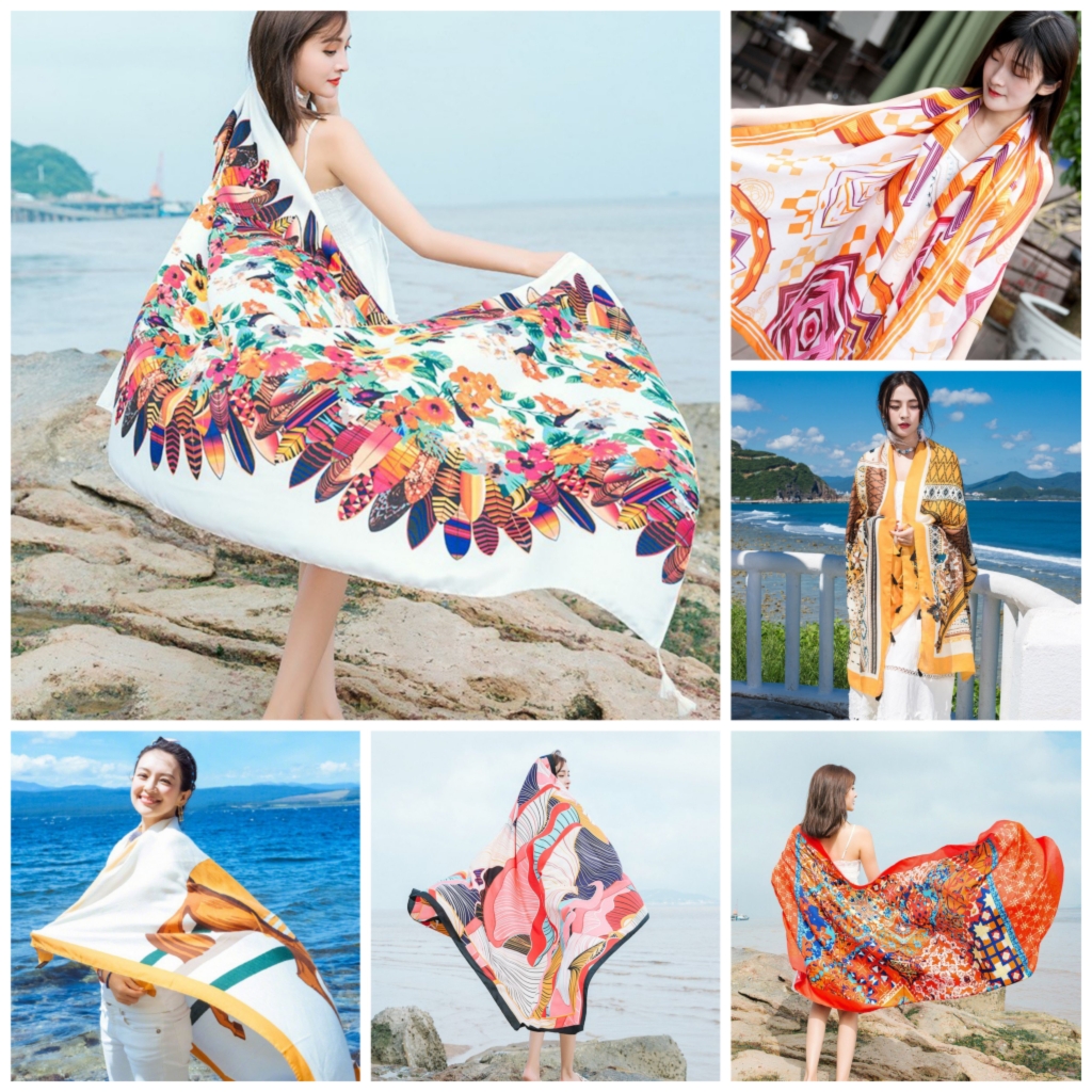 Khăn Vải Thô Mềm HimHip Khăn Choàng Đi Biển Quà Tặng Khăn