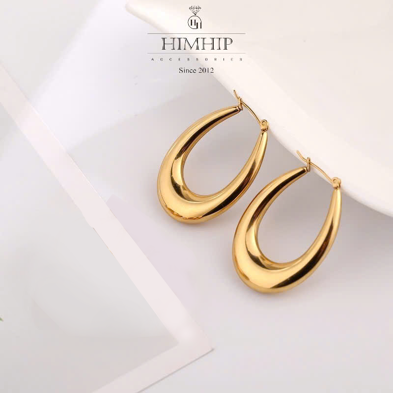 Khuyên Tai Ngắn/Dài HimHip TiTan Dáng Vòng Giọt Nước