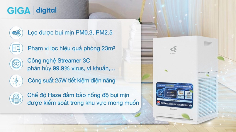 Máy lọc không khí Daikin Streamer MC30YVM7 (23m2, 25w)