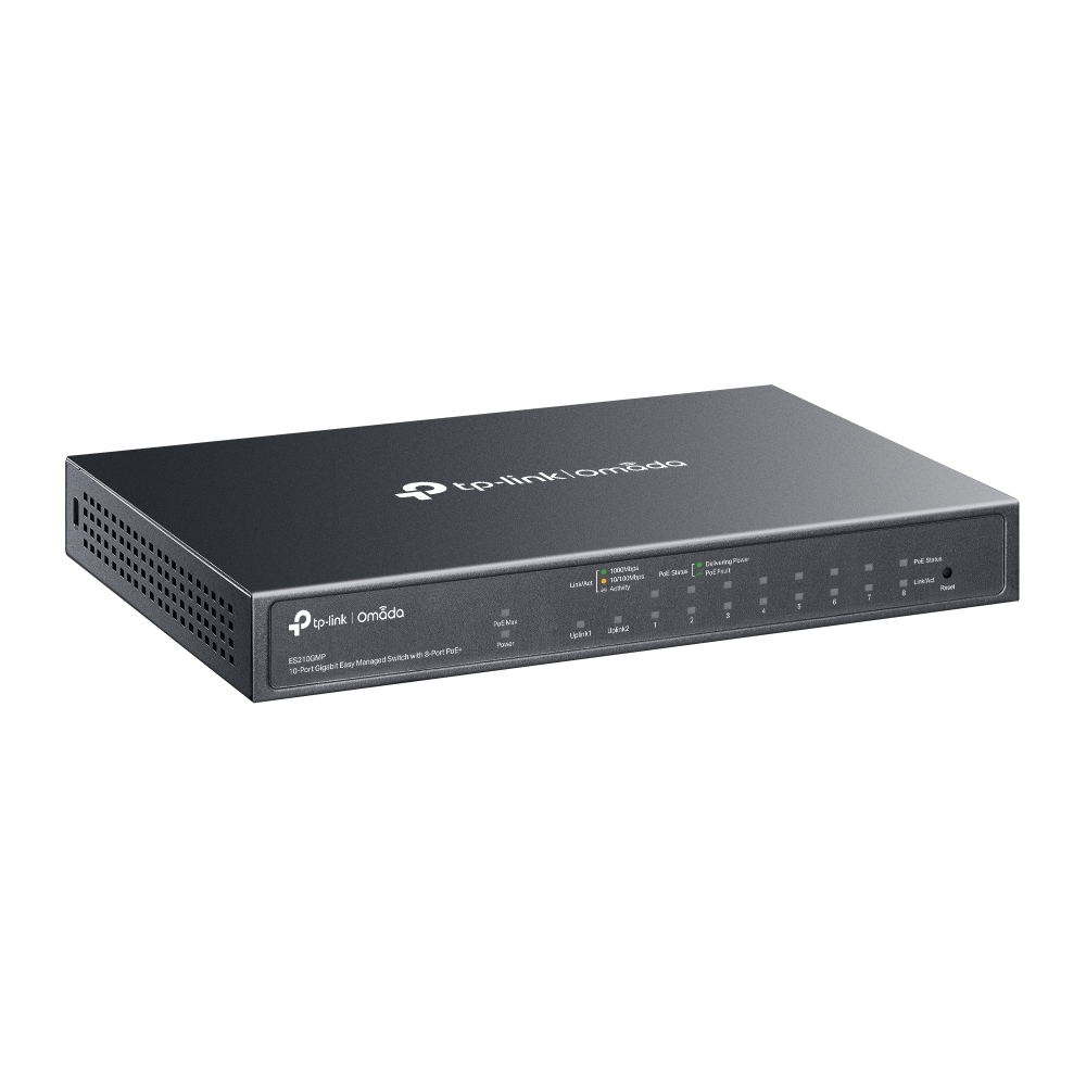 TP-Link Omada ES210GMP | Switch PoE+ 8 Cổng Gigabit Quản Lý Cloud 123W