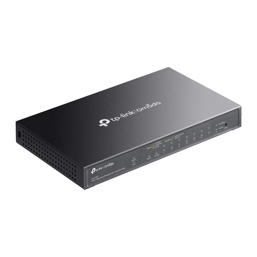 TP-Link Omada ES210GMP | Switch PoE+ 8 Cổng Gigabit Quản Lý Cloud 123W