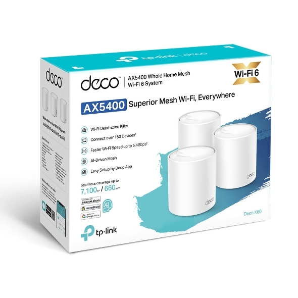 Hệ thống Wifi TP-Link Deco X60 AX5400 Whole Home Mesh Wi-Fi 6 - 3 Pack