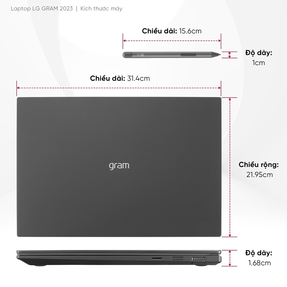 Laptop LG Gram 2023 2 in 1 - 14T90R-G.AH55A5 (Intel Core i5-1340P | 16GB | 512GB | Intel Iris Xe | 14-inch WUXGA | Cảm ứng | Win 11 | Đen)