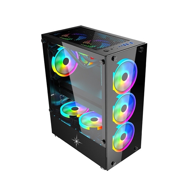 Vỏ case KENOO ESPORT K300 3F - Màu Đen ( 3 fan led RGB rainbow)