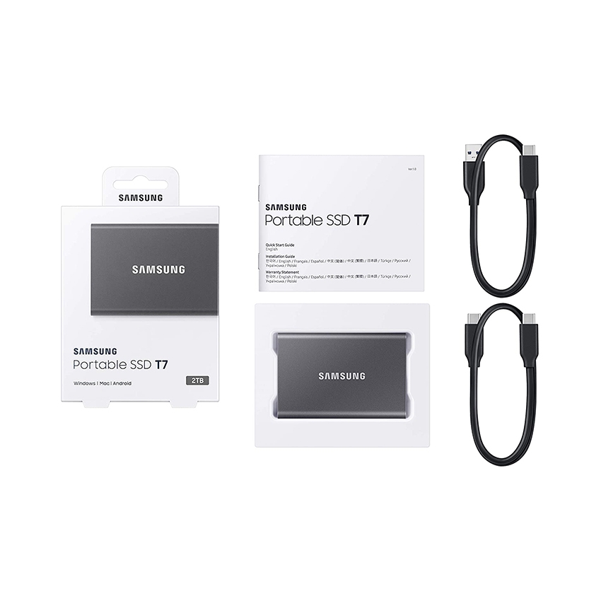 Ổ cứng di động SSD Samsung T7 Portable 2TB 2.5 inch USB 3.2 Xám - (MU-PC2T0T/WW)