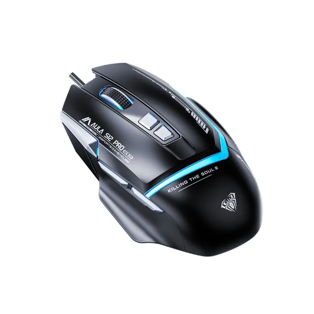 Chuột gaming Aula S12 PRO Đen (LED RGB/ 12800DPI)