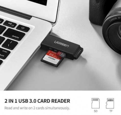 Đầu đọc thẻ nhớ SD/TF Ugreen 40752 chuẩn USB 3.0 cao cấp
