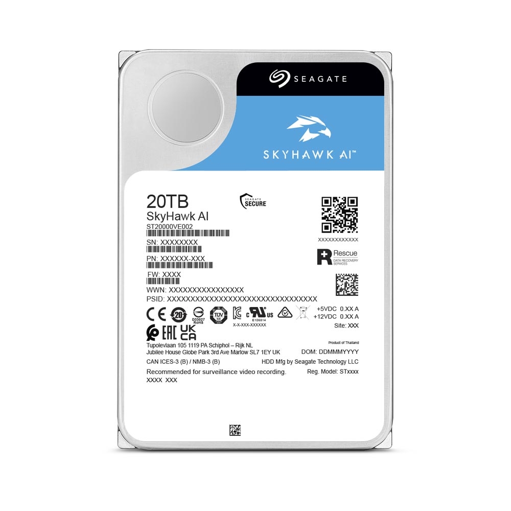 Ổ cứng Seagate Skyhawk AI 20TB 3.5'' ST20000VE003 (Chuyên dụng cho Camera)