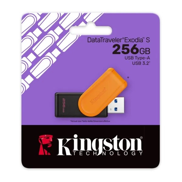 USB Kingston DTXS 256Gb USB3.2 Màu đen cam