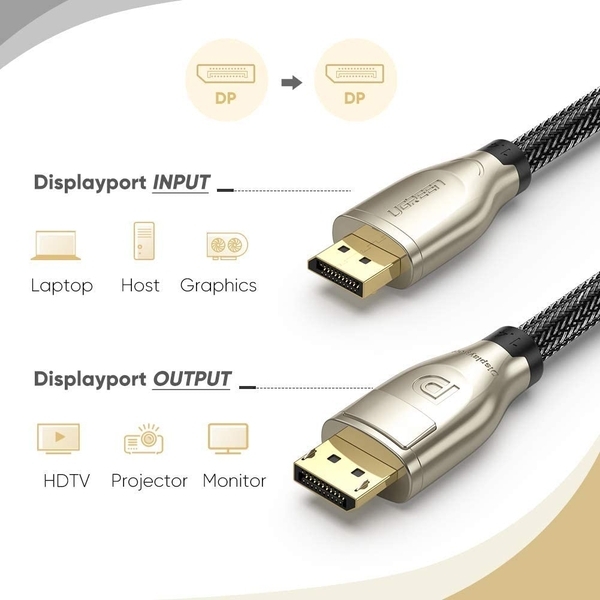 Cáp Displayport 1.4 dài 1m hỗ trợ 8K/60Hz cao cấp Ugreen 60842