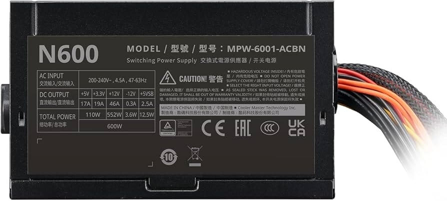 Nguồn máy tính Cooler Master Elite NEX N600 230V A/EU Cable (MPW-6001-ACBN-B)