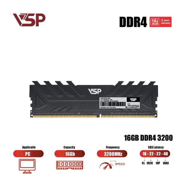 Ram PC VSP DDR4 16GB (1x16GB) - 3200MHz
