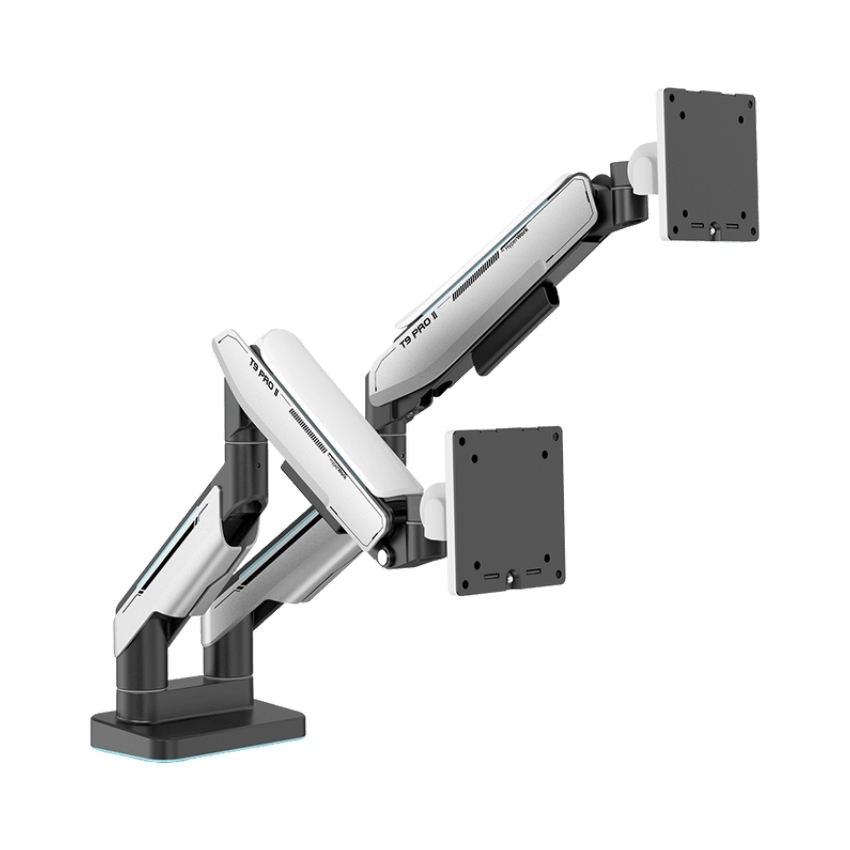 Giá đỡ 2 màn hình HumanMotion T9 Pro II Dual Màu Trắng (23-43 inch)