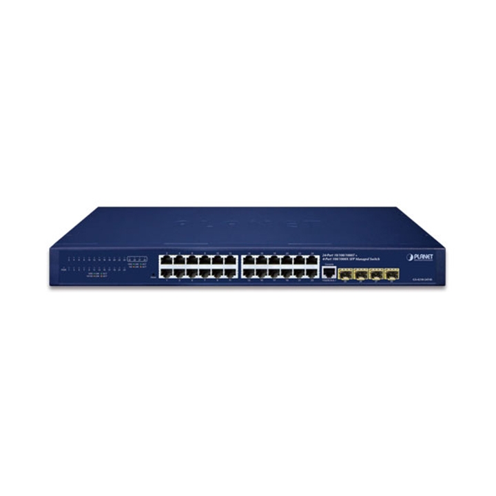 Thiết bị chuyển mạch PLANET GS-4210-24T4S IPv4/IPv6, 24-Port 10/100/1000T + 4-Port 100/1000X SFP L2/L4 SNMP Manageable Gigabit Ethernet