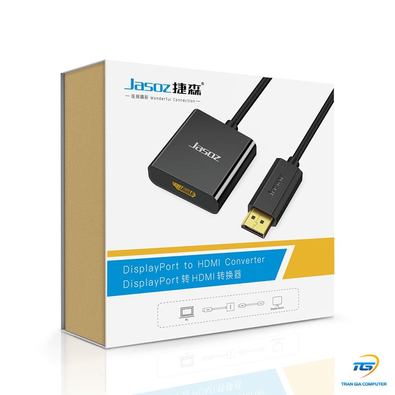 Cáp chuyển Displayport sang HDMI hỗ trợ Full HD dài 20cm JASOZ G105
