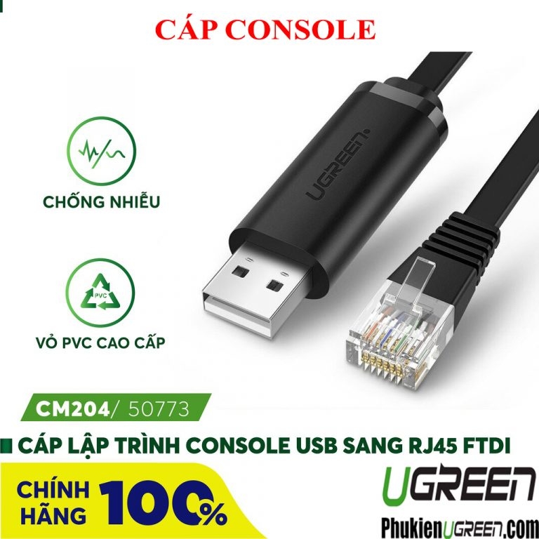 Cáp lập trình Console USB to RJ45 FTDI chính hãng Ugreen 50773