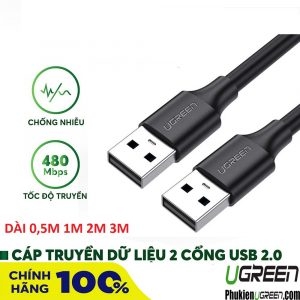 Cáp USB 2.0 2 đầu đực dài 0,5m chính hãng Ugreen 10308