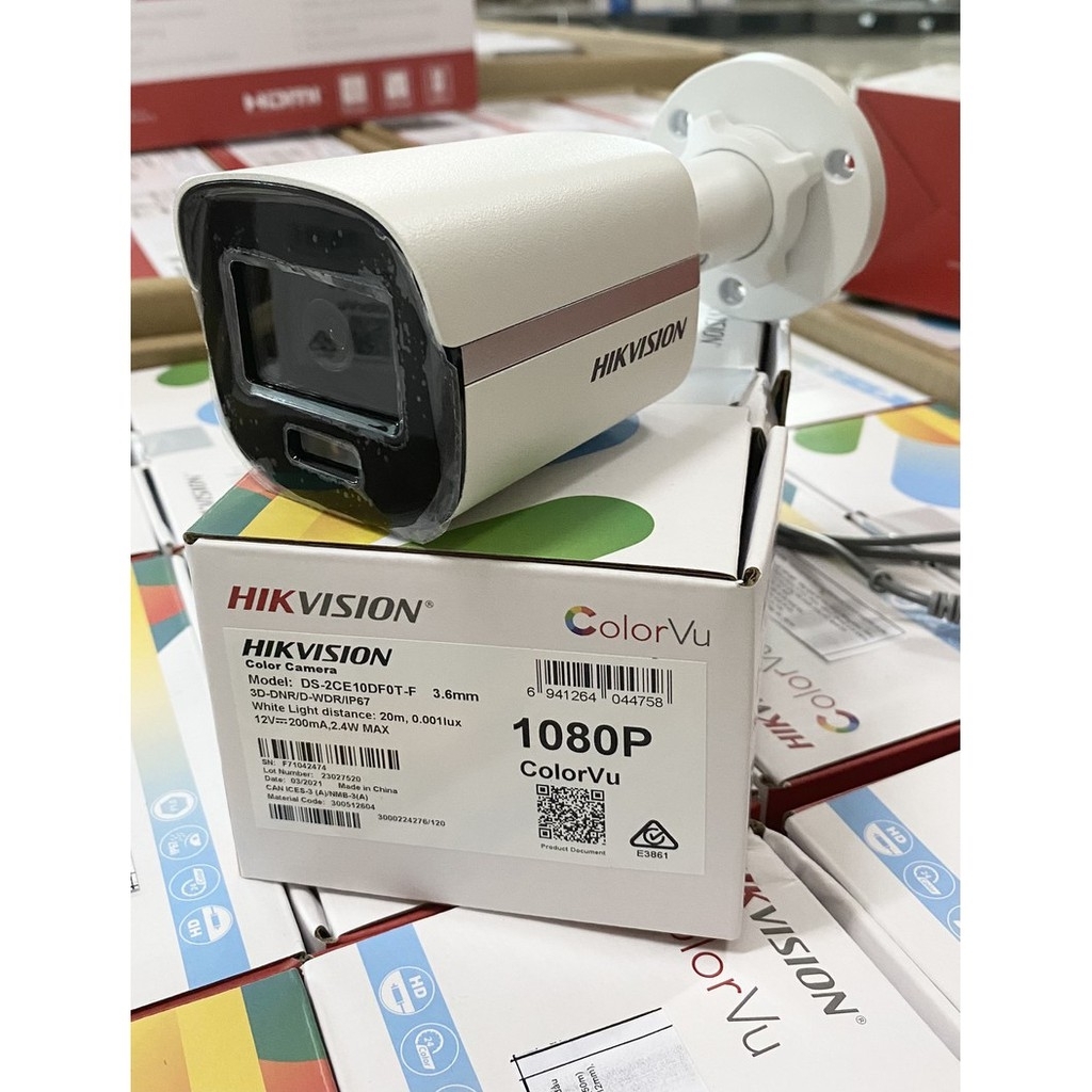 Camera HDTVI ColorVu 2.0MP thân trụ Hikvision DS-2CE10DF0T-F