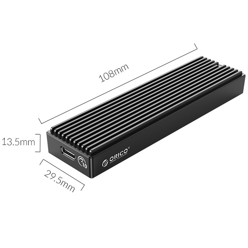 Box di động SSD M.2 PCIe NVMe Gen3x4 / Gen4x4 Type-C Orico M2PV-C3 Tốc độ 10Gbps (M2PV-C3-BK)