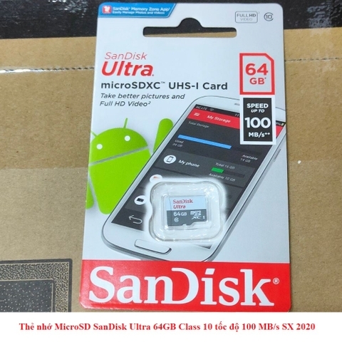 Thẻ nhớ MicroSD SanDisk Ultra 64GB Class 10 tốc độ 100 MB/s