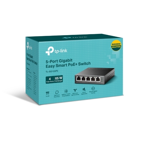 5-Port Gigabit Easy Smart Switch with 4-Port PoE+ TP-Link TL-SG105PE