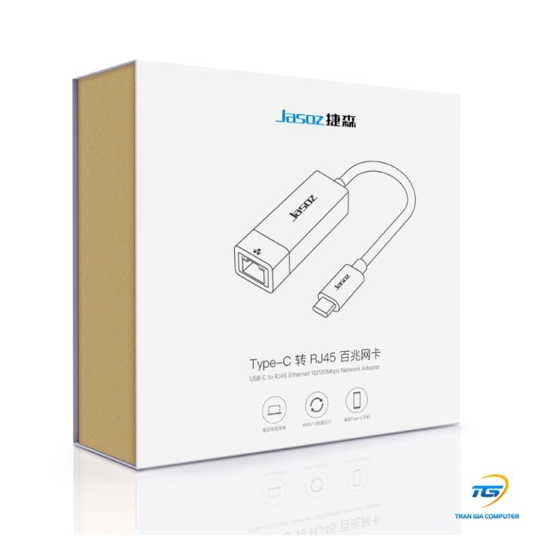 Cáp chuyển USB Type C sang RJ45 tốc độ 100Mbps dài 20cm JASOZ T-F113