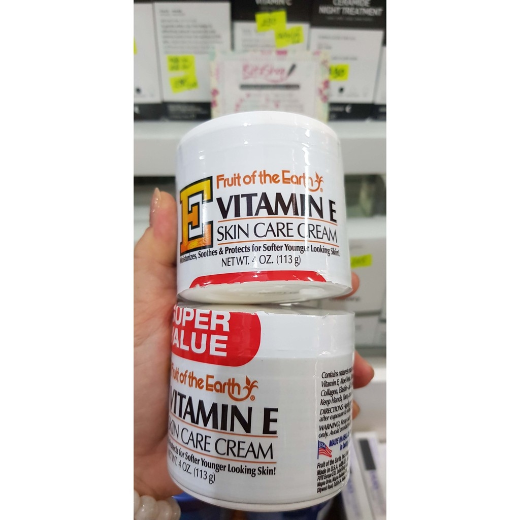 Kem dưỡng da dưỡng ẩm Vitamin E Fruit of the Earth skin care cream cho mặt tay và body chống lão hóa 113g