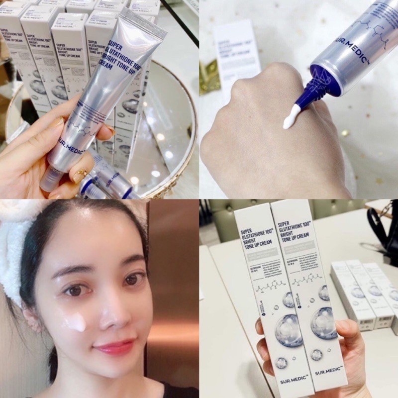 Kem nâng tông dưỡng trắng da Sur Medic Super Glutathione 100 Bright Tone Up Cream 40ml
