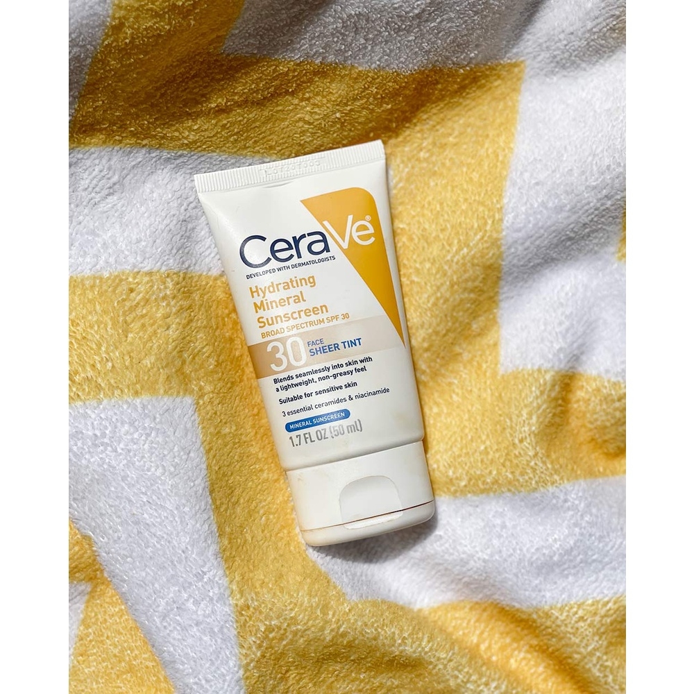 KCN vật lý có màu Cerave Hydrating Mineral Face Sunscreen Spf 30 Sheer Tint 50ml date 2023