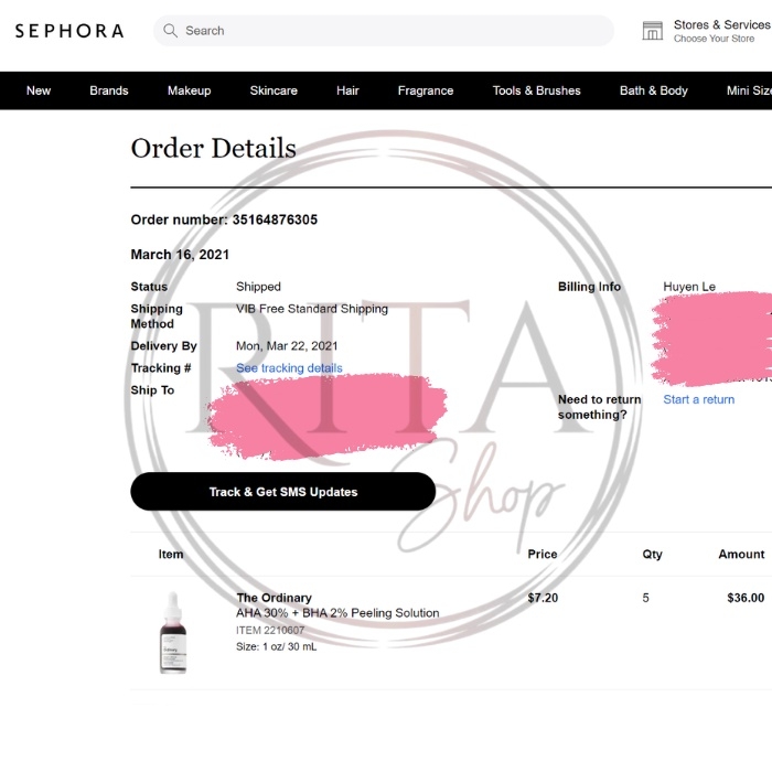 Serum tẩy tế bào chết hoá học The Ordinary AHA 30%+ BHA 2% Peeling Solution