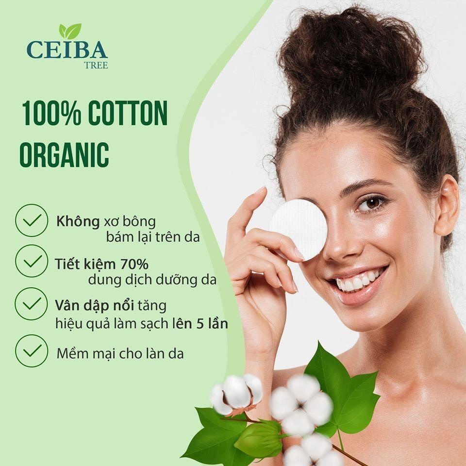 Bông tẩy trang hữu cơ Ceiba Organic 100% Cotton 80 miếng