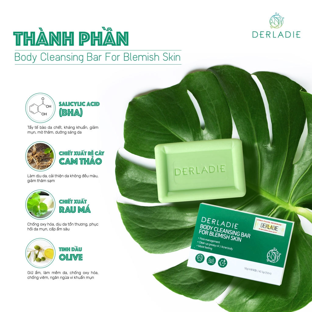 Xà Phòng Giảm Mụn Cơ Thể Derladie Body Cleansing Bar For Blemish Skin 50G