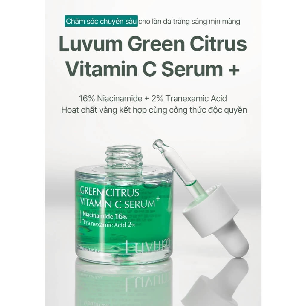 Tinh Chất Dưỡng Trắng Mờ Thâm Nám 2% Tranexamic Acid + 16% Niacinamide Luvum Green Citrus Vitamin C Serum