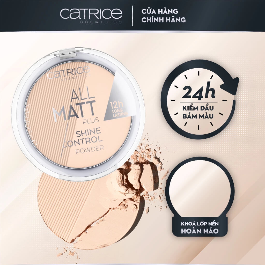 Phấn phủ Catrice kiềm dầu All Matt Plus Shine Control Powder che khuyết điểm cho lớp nền mịn màng 10g