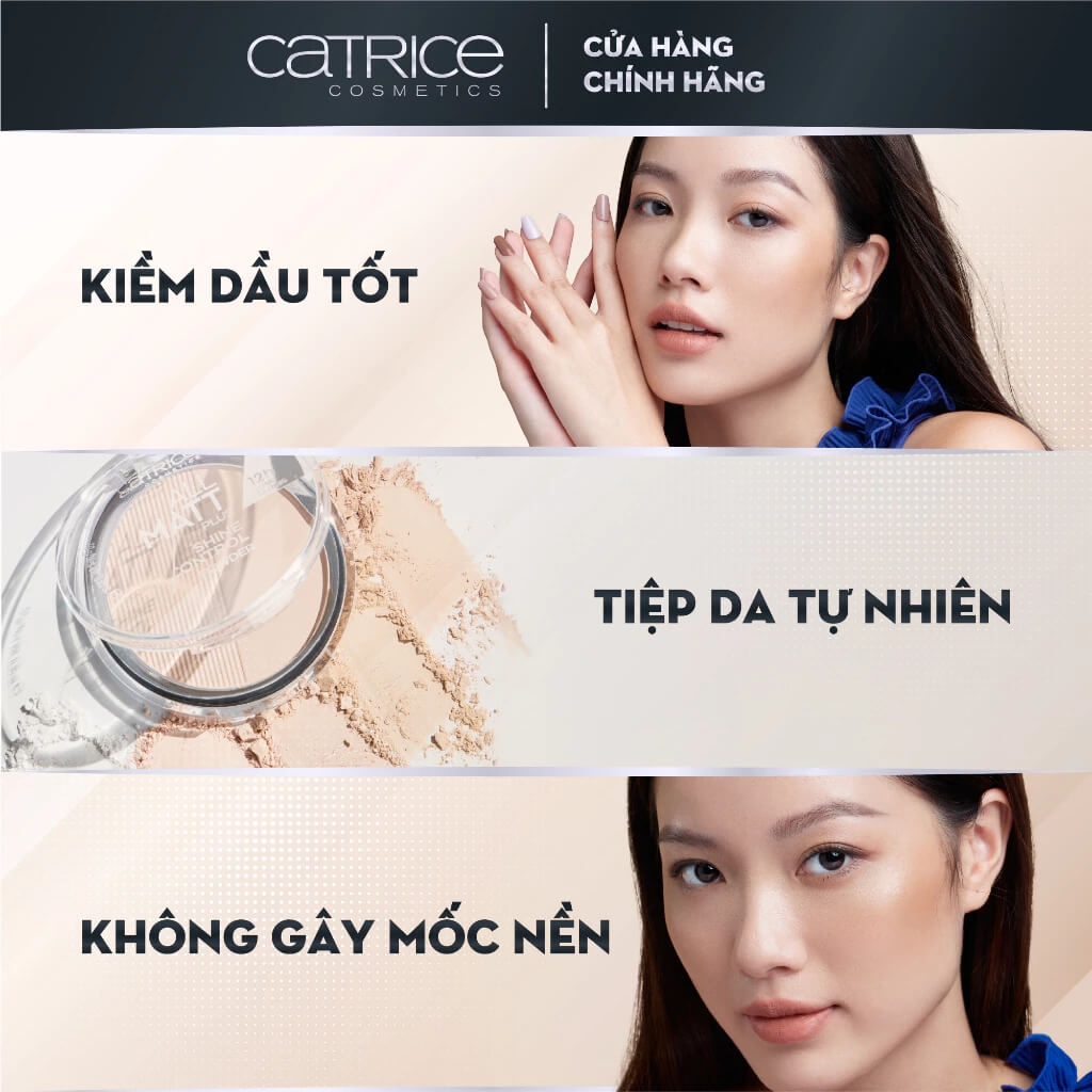 Phấn phủ Catrice kiềm dầu All Matt Plus Shine Control Powder che khuyết điểm cho lớp nền mịn màng 10g