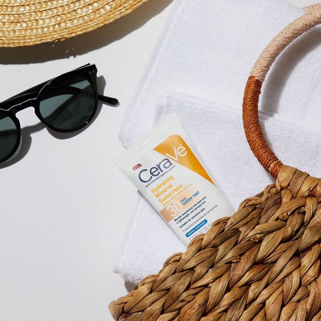 KCN vật lý có màu Cerave Hydrating Mineral Face Sunscreen Spf 30 Sheer Tint 50ml date 2023