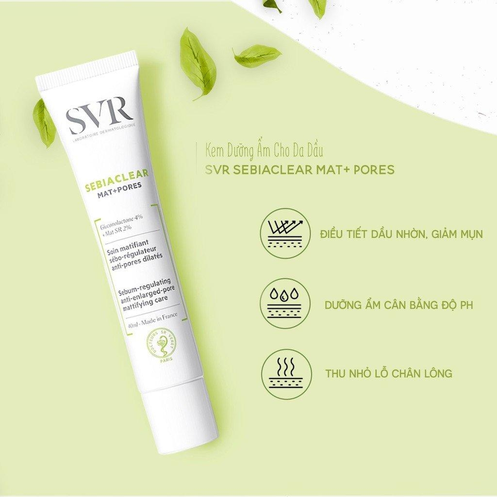 Kem dưỡng da SVR Sebiaclear Active Mat +Pores Hydra dành cho da dầu mụn 40ml