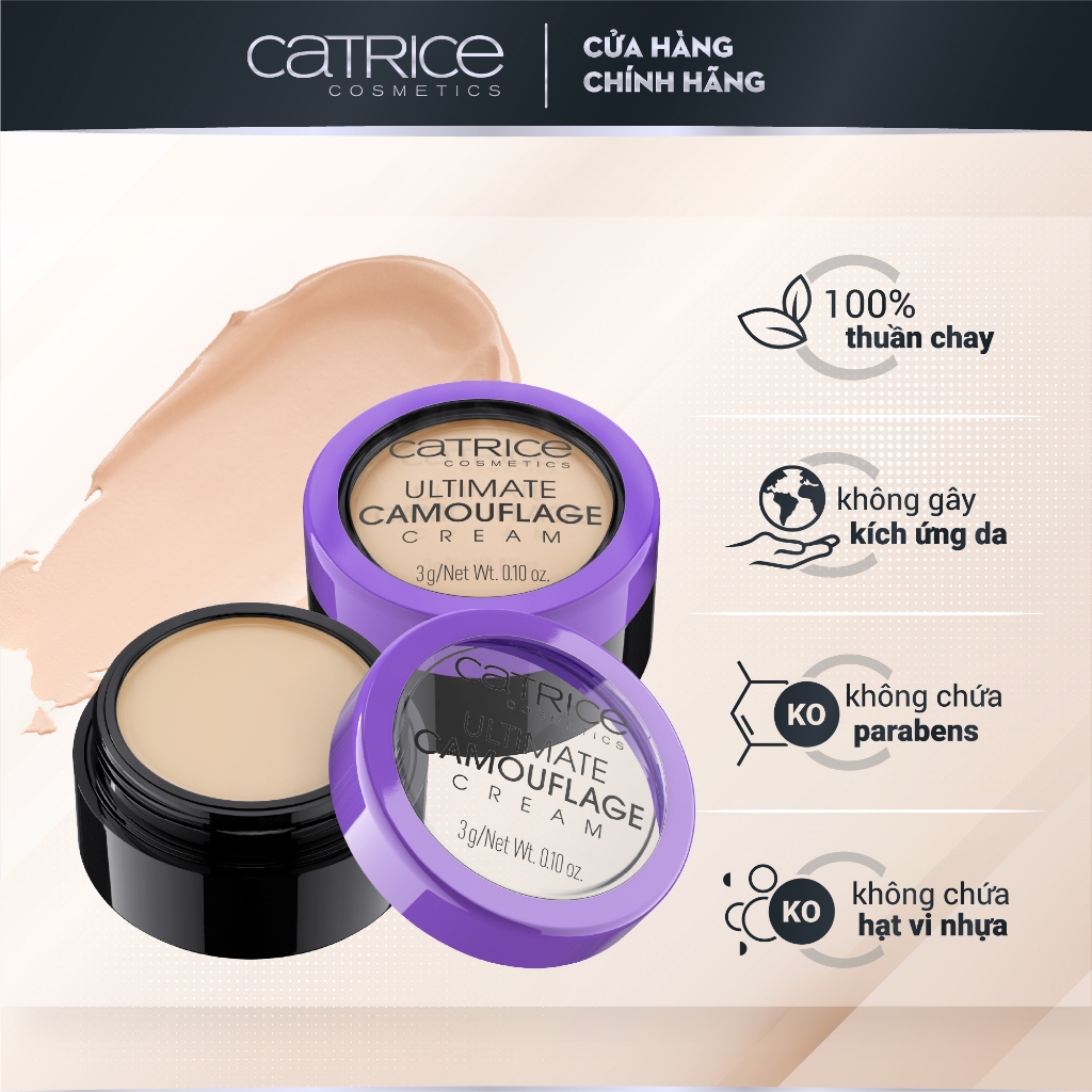 Kem che khuyết điểm Catrice Ultimate Camouflage Cream chất kem lì che phủ cực cao chống nước lâu trôi 3g